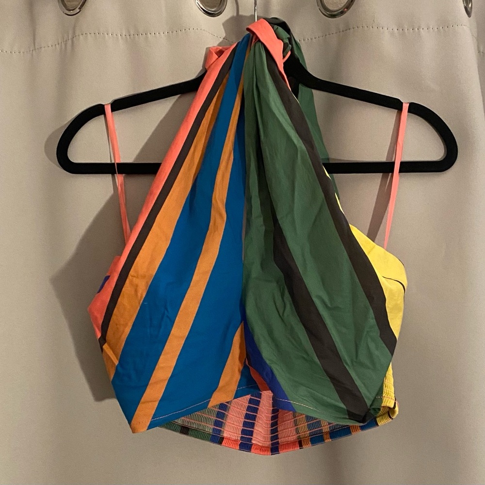 STAUD Kai Cropped Poplin Crossover Halter Top - Picture 4 of 5